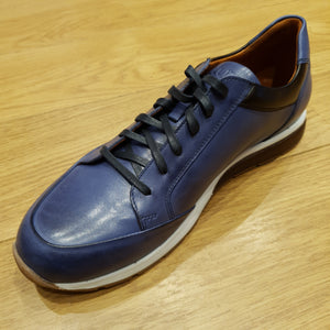 Navy Blue Italian Leather Trainers | Lacuzzo