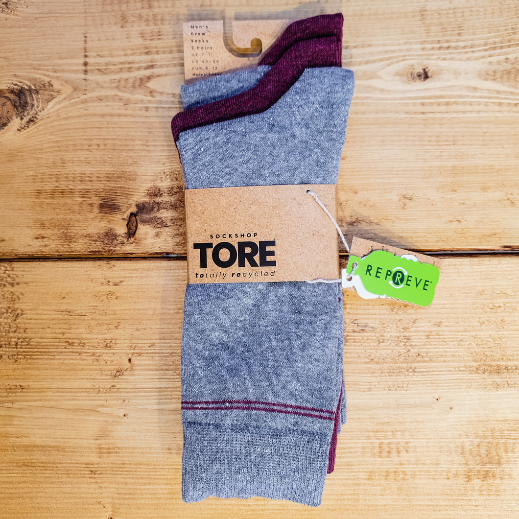 Ankle Stripe Grey & Red 3-Pack | Tore